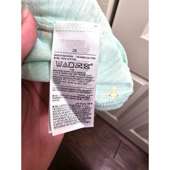 Old Navy Womens Mint Green Banana Print Everywear T-Shirt 2X 100% Cotton - Picture 5 of 6